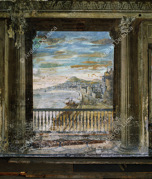Villa Torlonia. Fresco with landscape. Detail