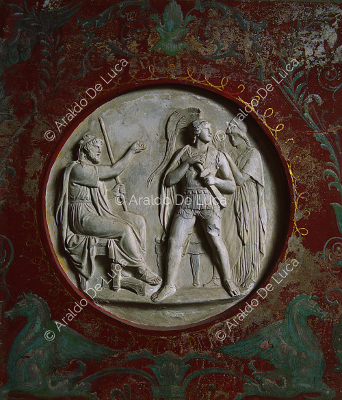 Villa Torlonia. Relief mit römischem Condottiere