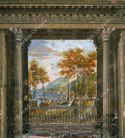 Villa Torlonia. Fresque avec paysage. Détail de la fresque