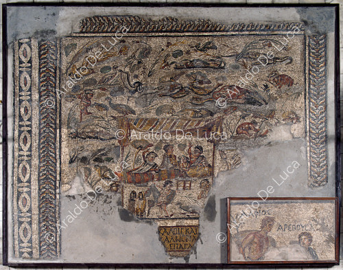 Mosaic with party scene during the flood
