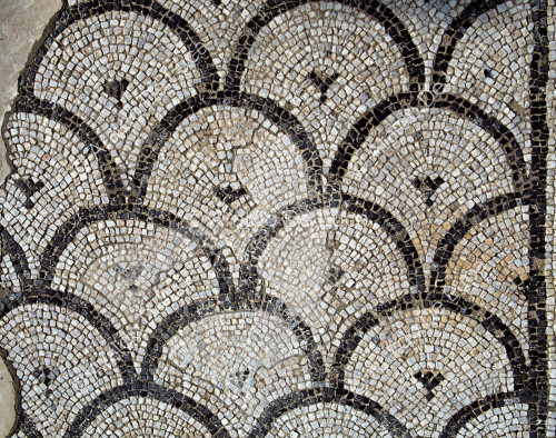 Detail aus dem Mosaik der römischen Theaterszene in Kom El-Dikka