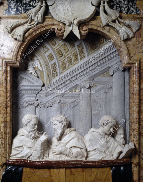 Palette mit Mitgliedern der Familie Cornaro - Ekstase der heiligen Teresa, Detail