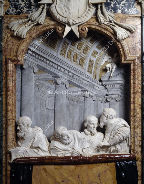Pallet with members of the Cornaro family - Ecstasy of St. Theresa, detail