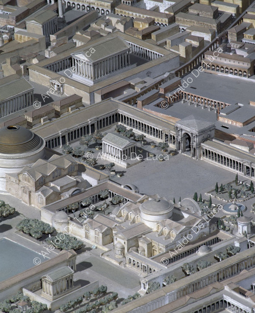 Maquette de la Rome impériale. Détail avec le Panthéon