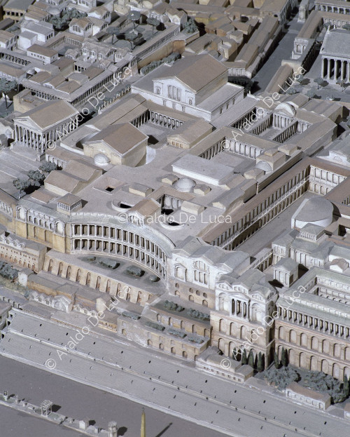 Model of Imperial Rome. Detail with the Circus Maximus