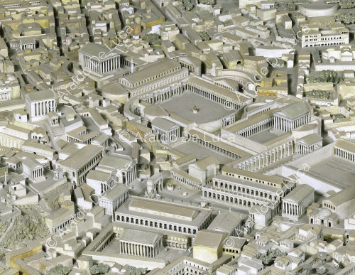 Maquette de la Rome impériale. Détail avec le Forum de Trajan