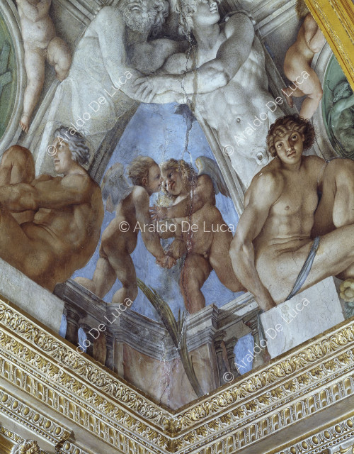 Vault fresco. Lunette with cupids