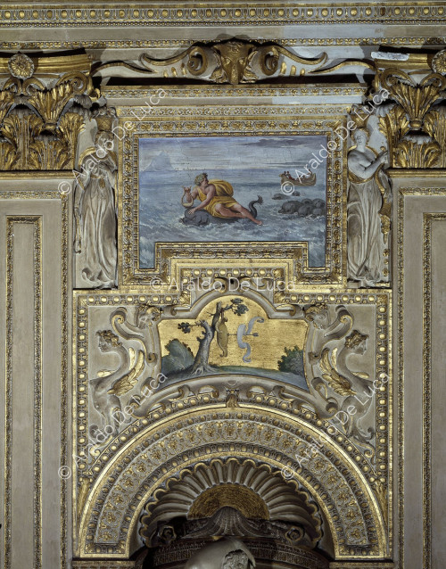 Fresque murale avec Arion et dauphin