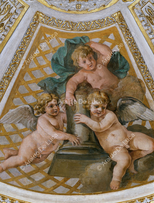 Ceiling panel with column-bearing putti