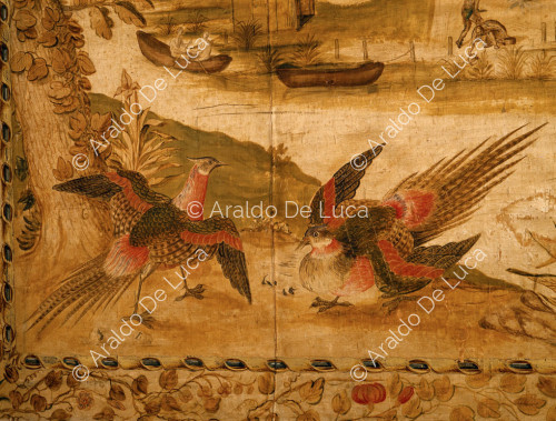 Scenes from the life of America's savages. Detail with exotic birds