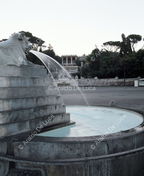 Fontana dei Leoni in Piazza del Popolo
