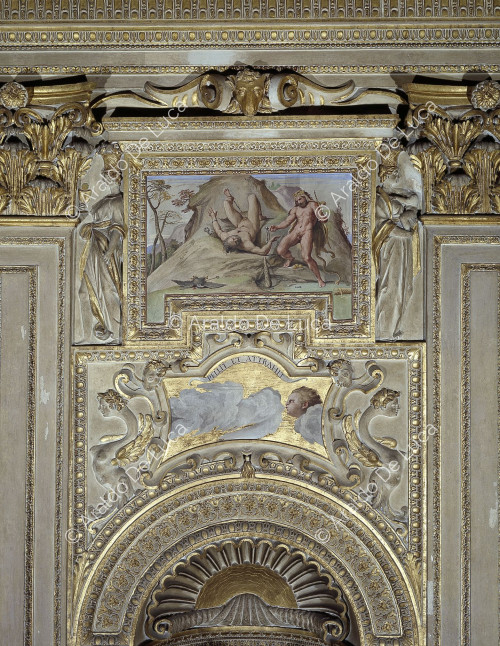 Fresco de la pared con Hércules que libera a Promoteo
