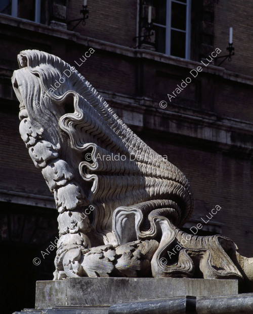Springbrunnen auf der Piazza Santa Maria in Trastevere, Detail