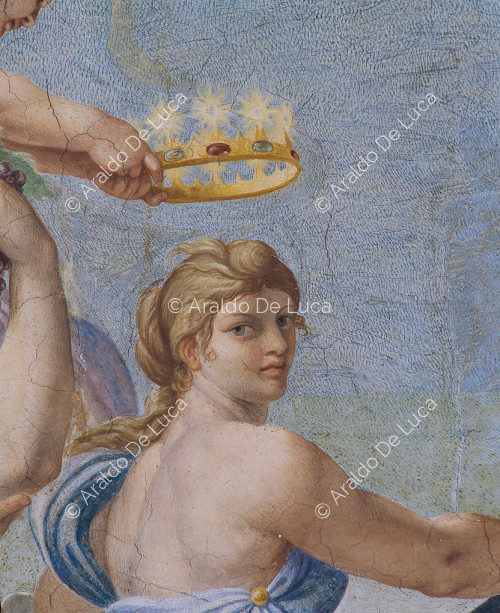 Galería de los Carracci. Fresco de la bóveda con el Triunfo de Baco. Detalle con Arianna