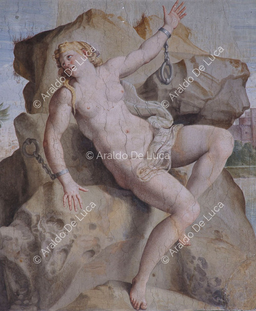Galería Carracci. Fresco de la bóveda con Andrómeda. Detalle con Andrómeda