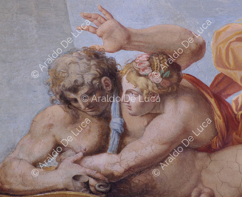 Galería de los Carracci. Fresco de la bóveda con Cefalo y Aurora. Detalle