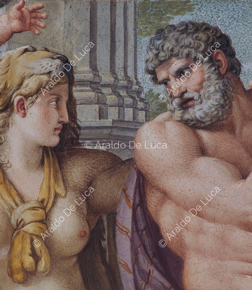 Galería de los Carracci. Fresco de la bóveda con Hércules. Detalle