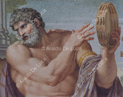 Galería de los Carracci. Fresco de la bóveda con Iole y Hércules. Detalle con Hércules