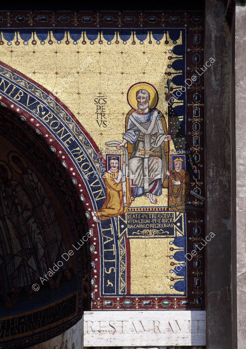 Mosaik in der Apsis der Scala Santa. Ausschnitt