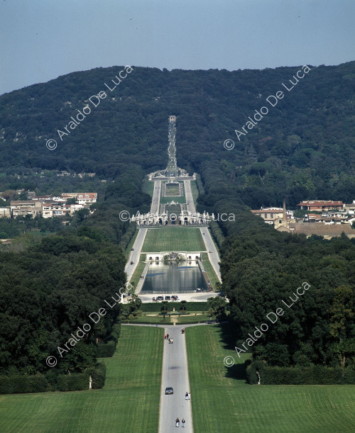 Vue aérienne des jardins du palais