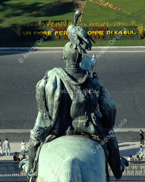 Altare della Patria. Statua del Re Vittorio Emanuele II. Particolare