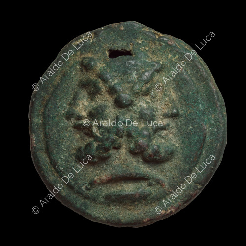 Bearded head of Janus, Roman republican Axis, Aes grave prora series