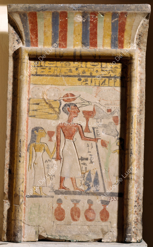 Stele with groove frame