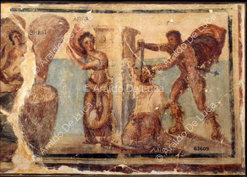 Painting with mythological Oedipus scene