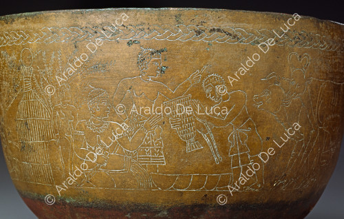 Basin decorated with engravings
