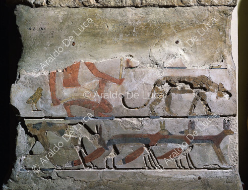 Fragmentos de pared con decoración de taracea