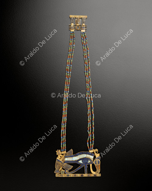 Treasure of Tutankhamun. Necklace with pectoral in the shape of an Udjat eye