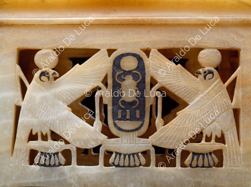 Treasure of Tutankhamun. Perfume container with Nile deities. Detail