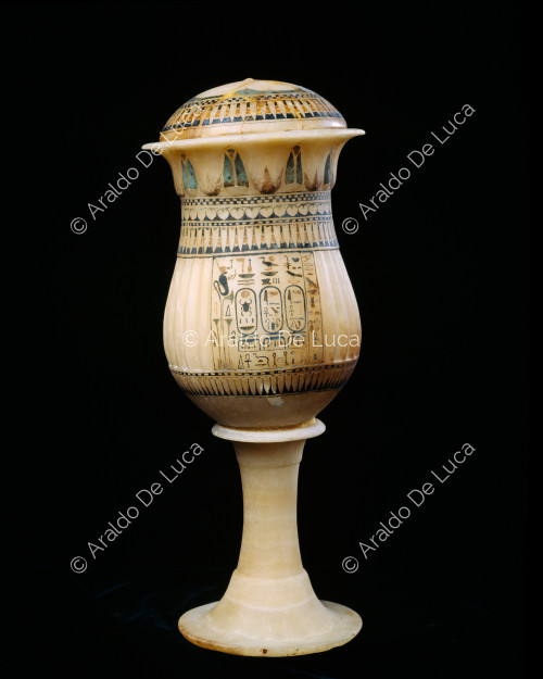 Treasure of Tutankhamun. Oil jar with stand