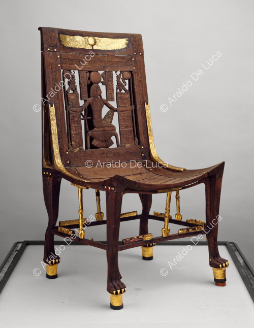 Treasure of Tutankhamun. Chair with the god Heh