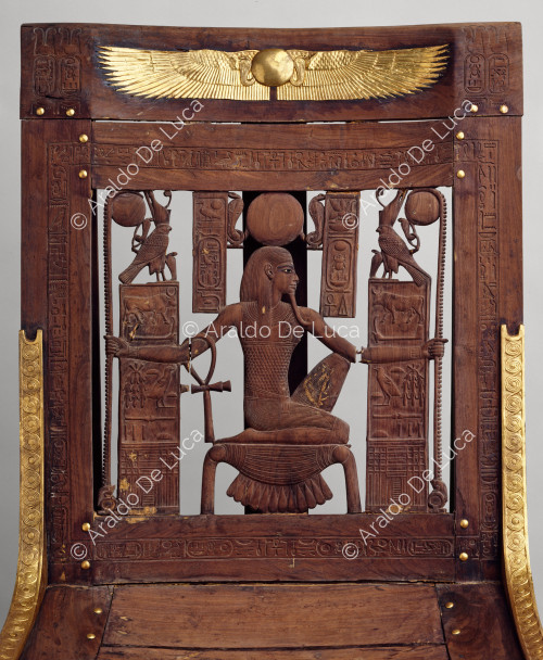 Der Schatz des Tutanchamun. Stuhl mit dem Gott Heh