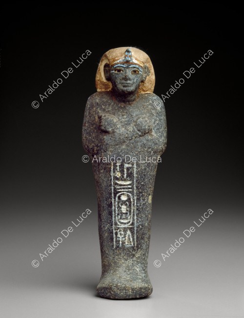Der Schatz des Tutanchamun. Ushabty aus Granit mit vergoldetem Kopf