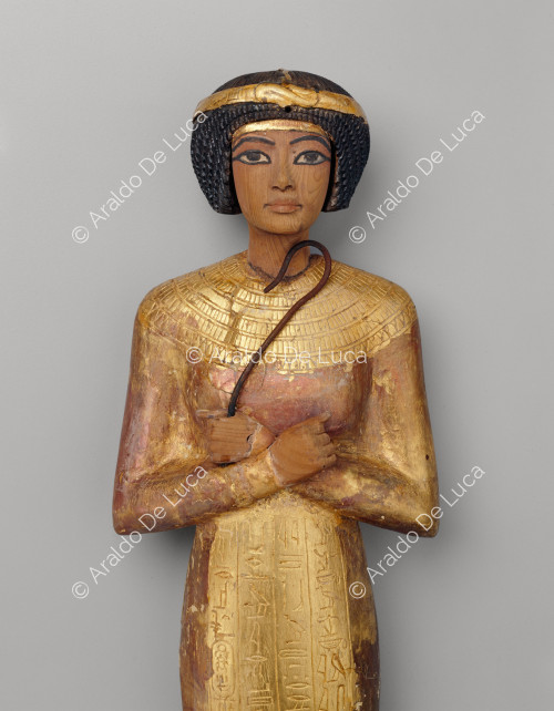 Der Schatz des Tutanchamun. Goldener Uschabty mit nubischer Perücke