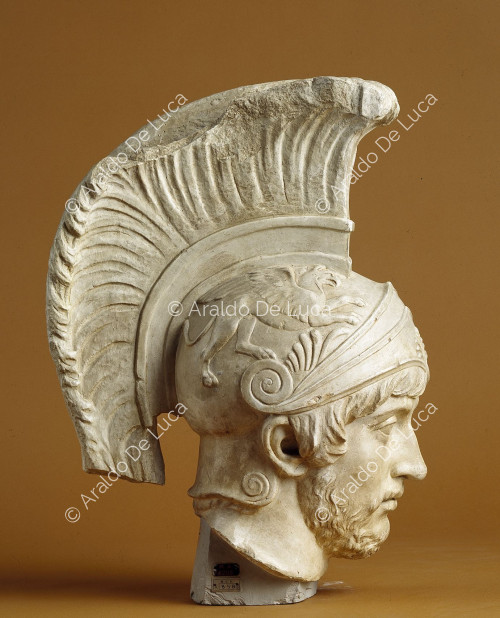 Helmeted head of a Roman officer
