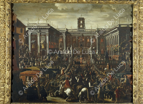 La recepción en el Capitolio de Alejandro VII, durante la ceremonia de posesión

