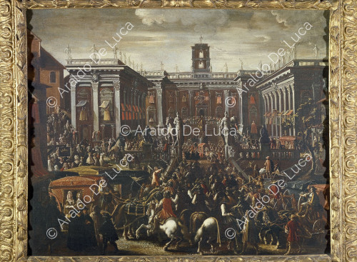 La recepción en el Capitolio de Alejandro VII, durante la ceremonia de posesión

