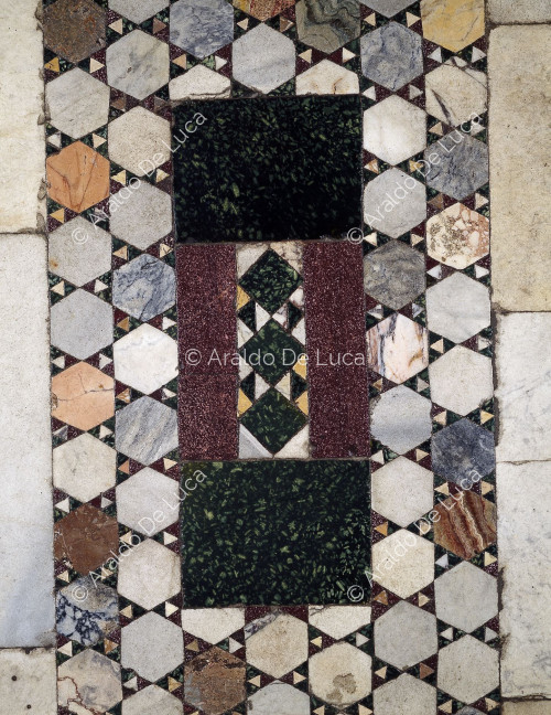 Mosaic floor decoration , detail
