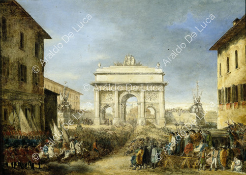 The triumphal arch erected at Ponte S. Angelo