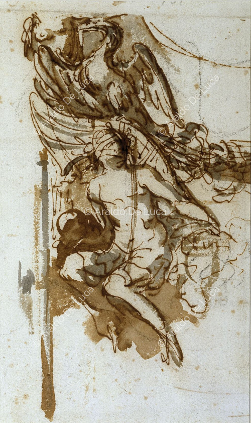 Boceto preparatorio con figura femenina