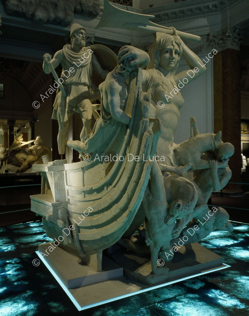 Ataque de Escila a la nave de Ulises (Reconstrucción del grupo estatuario)