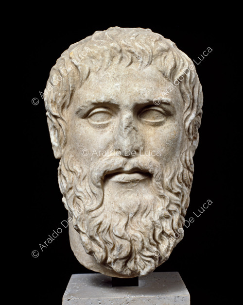Männlicher Kopf möglicherweise des Philosophen Platon