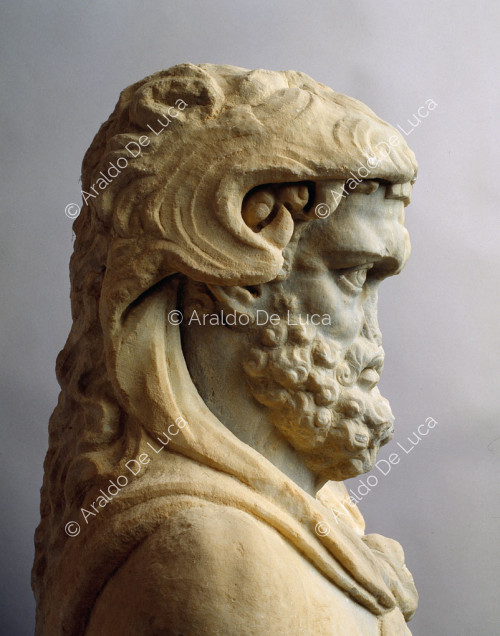 Statue of Hercules. Detail of the head