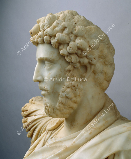 Statue des Marcus Aurelius. Detail des Gesichts
