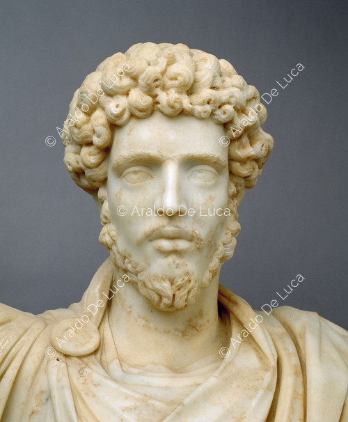 Statua di Marco Aurelio. Particolare del viso