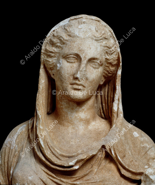 Funerary bust of the goddess Persephone. Detail