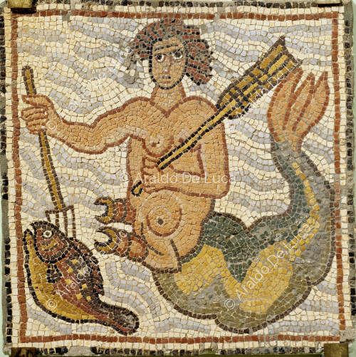 Mosaico policromo con Tritone
